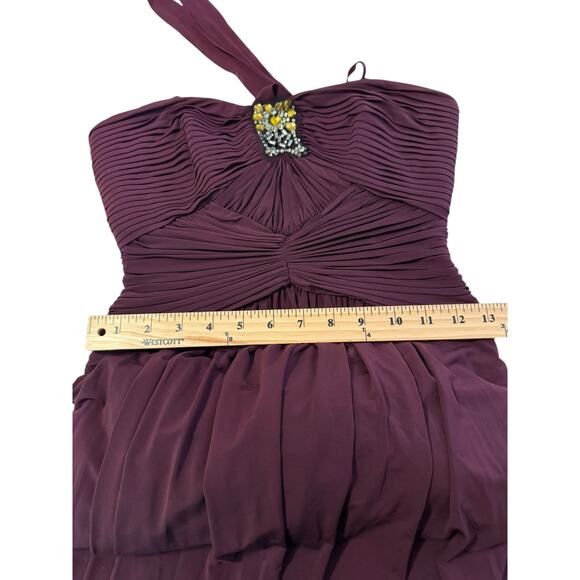 BCBGMAXAZRIA Women’s Size 0 Plum Halter Evening Gown Beaded Formal Dress - Picture 8 of 10